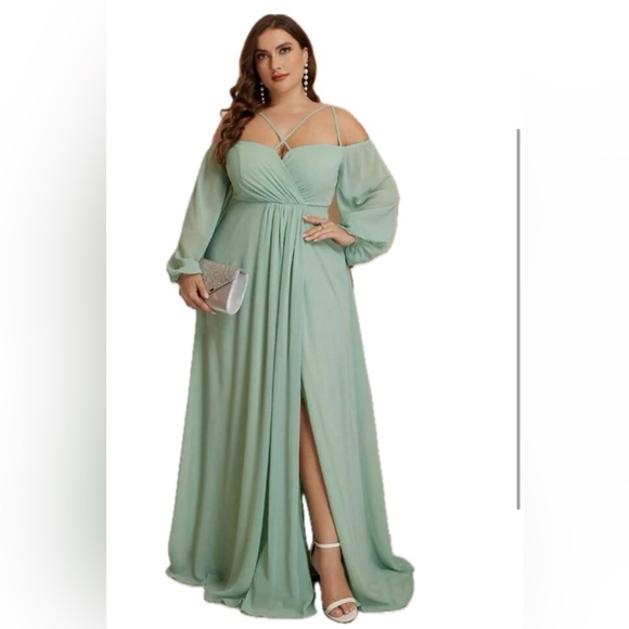 2/$100 SHEIN Belle Off Shoulder Bridesmaid Dress Formal Plus Size 14 1XL NEW NWT - Picture 4 of 7
